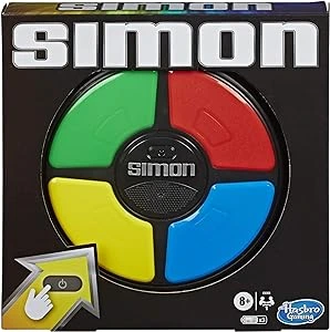 Simon electronic memory game with four colored buttons.