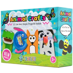 Animal crafts kit with 20 fun and simple DIY projects.